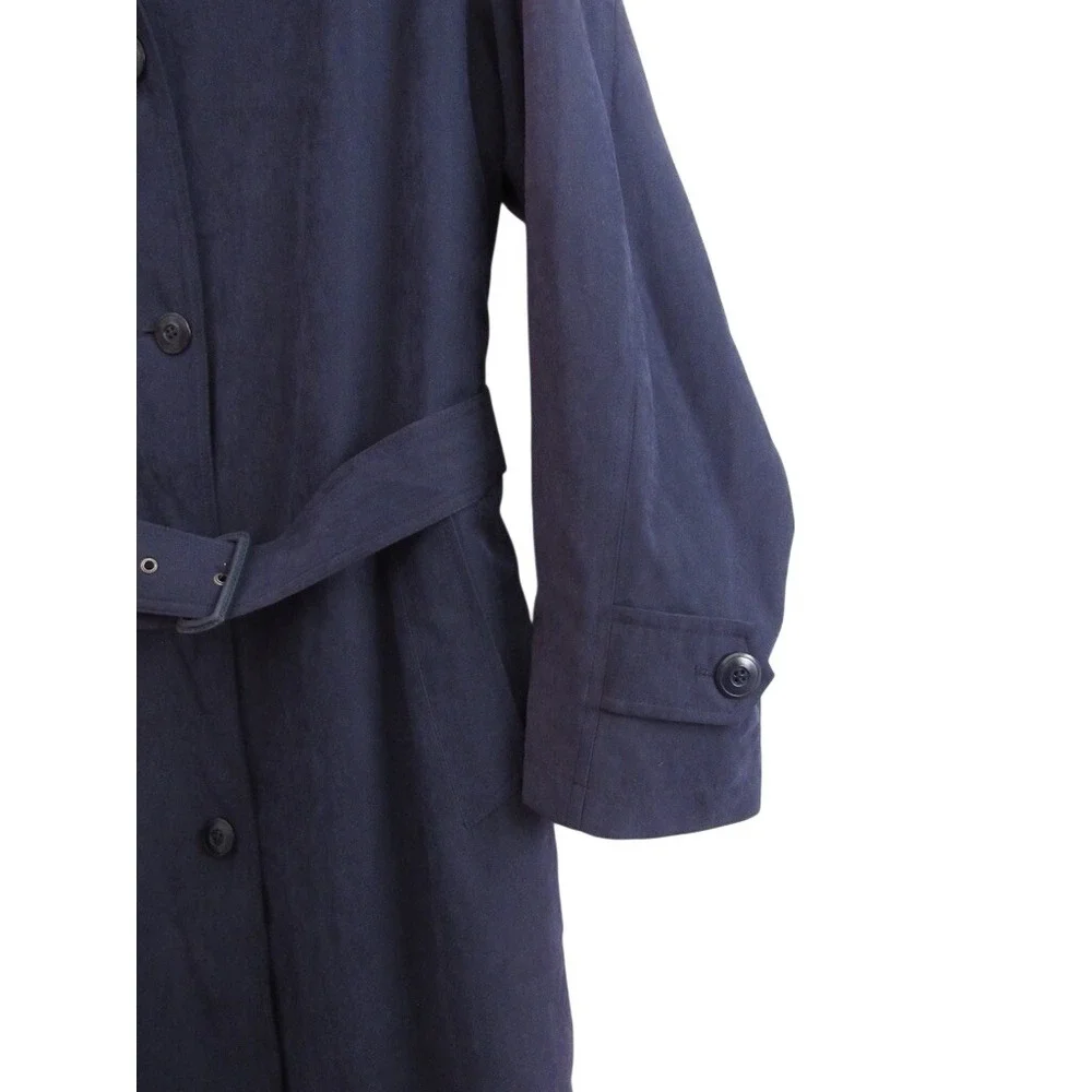 London Fog Trench Rain Coat Women 12 Navy Blue Belted Zip out Liner Long Classic - Picture 2 of 8